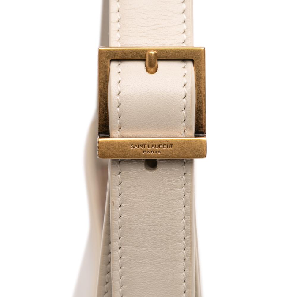 Saint Laurent AB Saint Laurent White Ivory Calf Leather Smooth Le 5 a 7 Hobo Italy