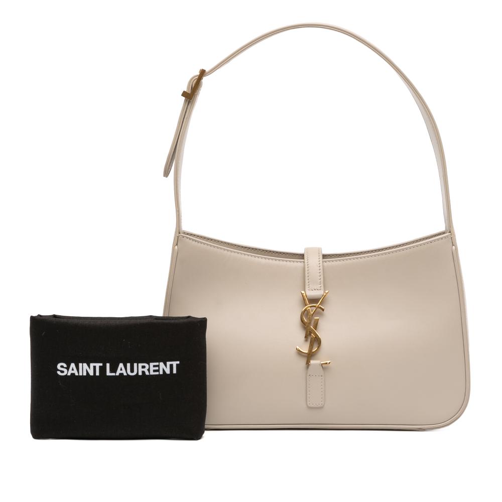 Saint Laurent AB Saint Laurent White Ivory Calf Leather Smooth Le 5 a 7 Hobo Italy