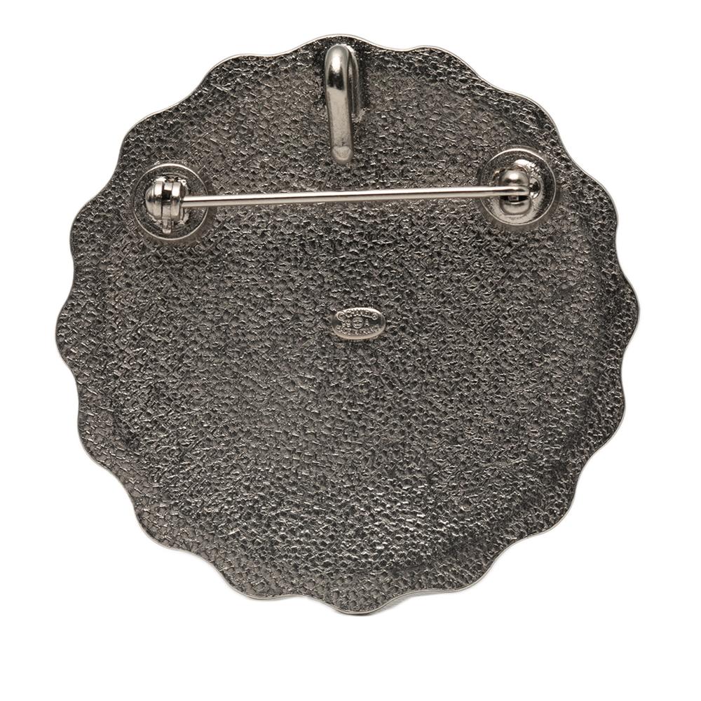 Chanel AB Chanel Silver with Multi Brass Metal Silver Plated Medallion Floral Brooch France