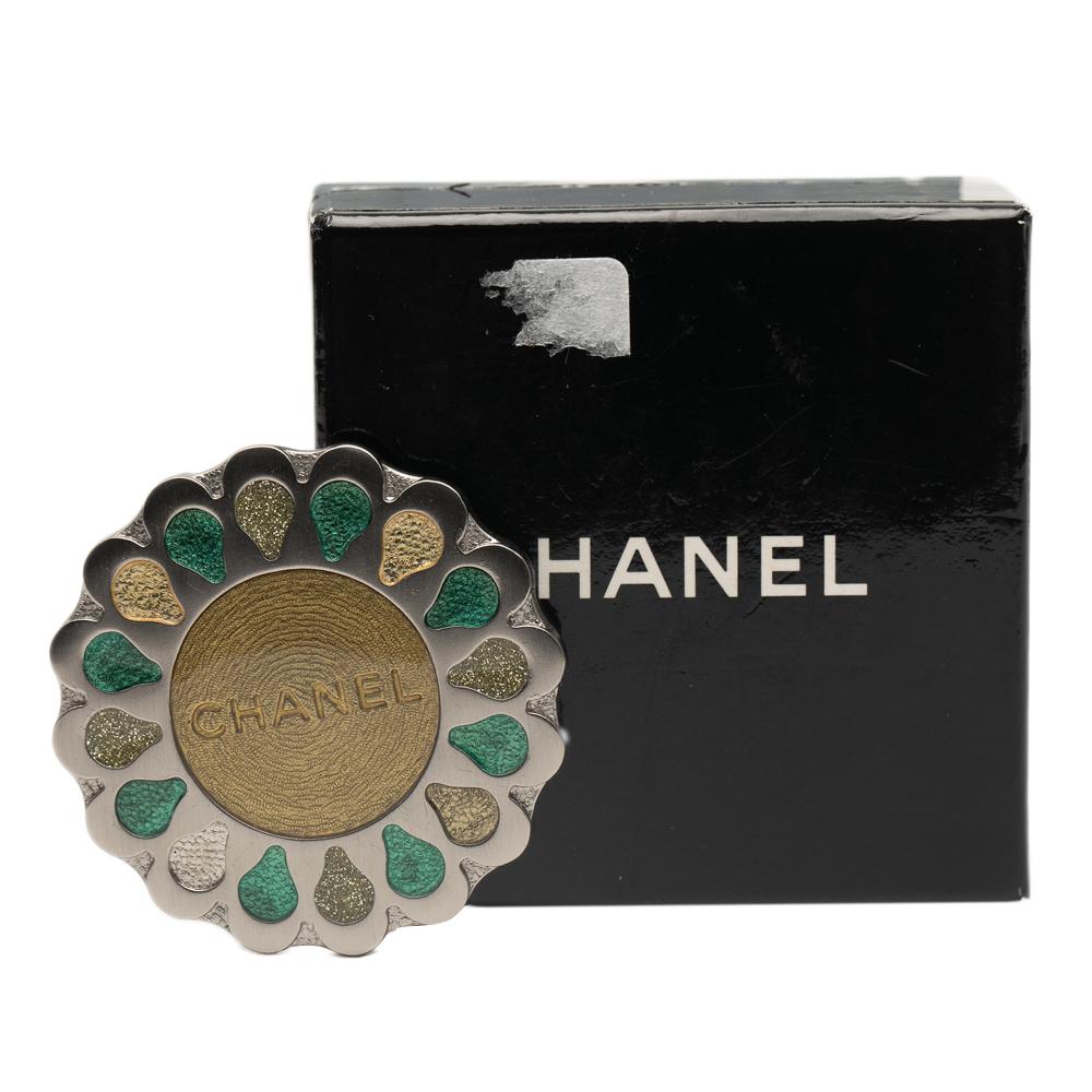 Chanel AB Chanel Silver with Multi Brass Metal Silver Plated Medallion Floral Brooch France