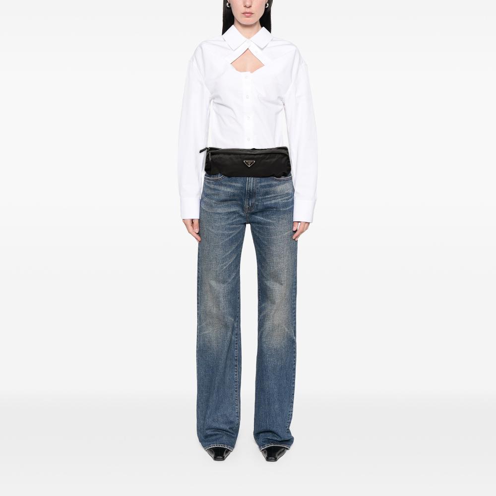 Prada B Prada Black Nylon Fabric Tessuto Belt Bag Italy