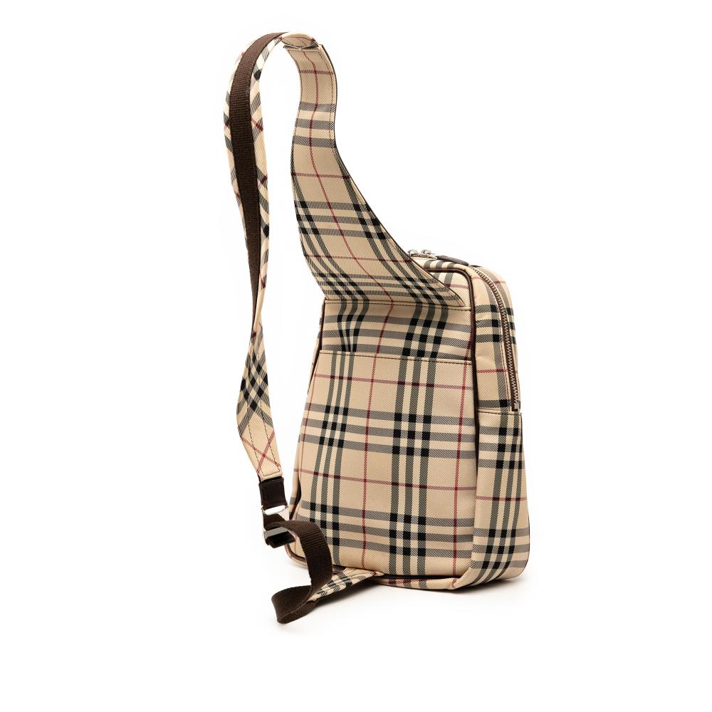Burberry B Burberry Brown Beige Canvas Fabric House Check Sling Backpack United Kingdom