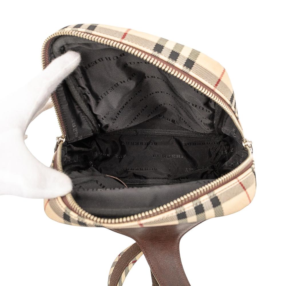 Burberry B Burberry Brown Beige Canvas Fabric House Check Sling Backpack United Kingdom