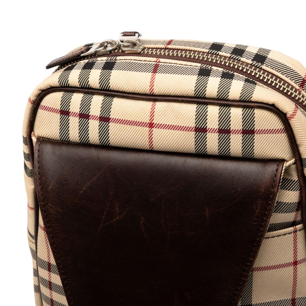 Burberry B Burberry Brown Beige Canvas Fabric House Check Sling Backpack United Kingdom