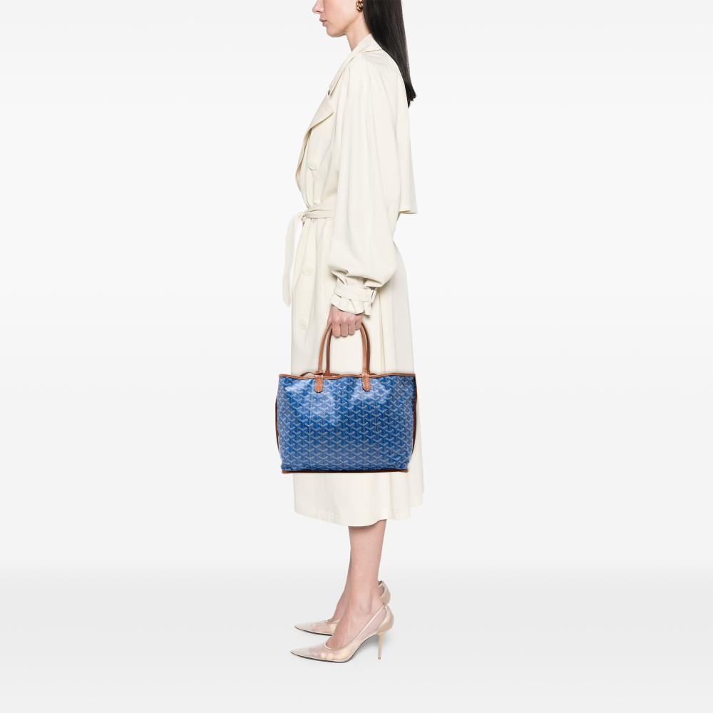 Goyard B Goyard Blue Coated Canvas Fabric Goyardine Reversible Pertuis PM France