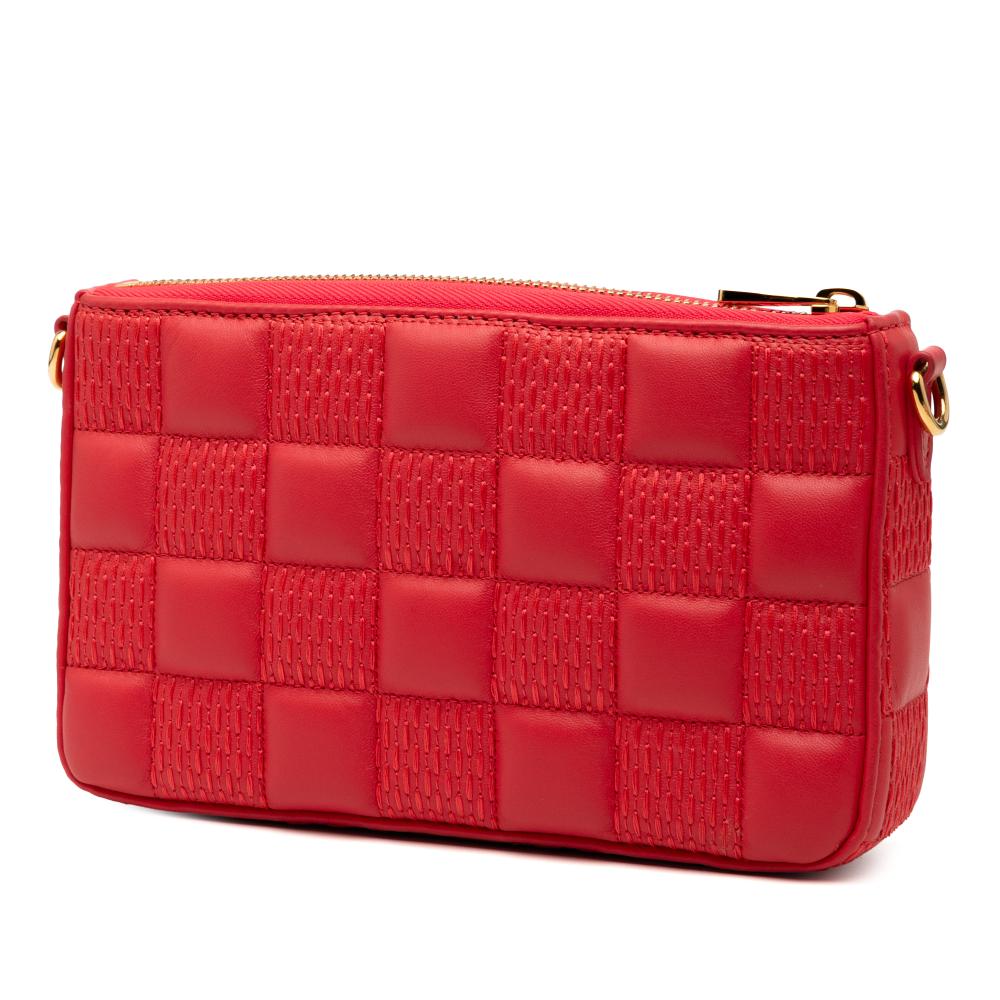 Louis Vuitton Pink Strawberry Lambskin Leather Leather Damier Quilt Lambskin Troca Pochette France