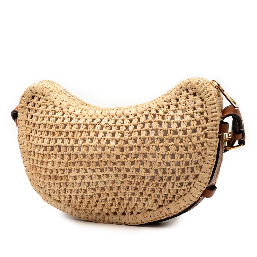 Louis Vuitton AB Louis Vuitton Brown Beige Raffia Natural Material By the Pool Croissant MM Madagascar