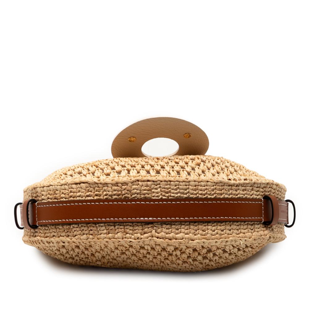 Louis Vuitton AB Louis Vuitton Brown Beige Raffia Natural Material By the Pool Croissant MM Madagascar