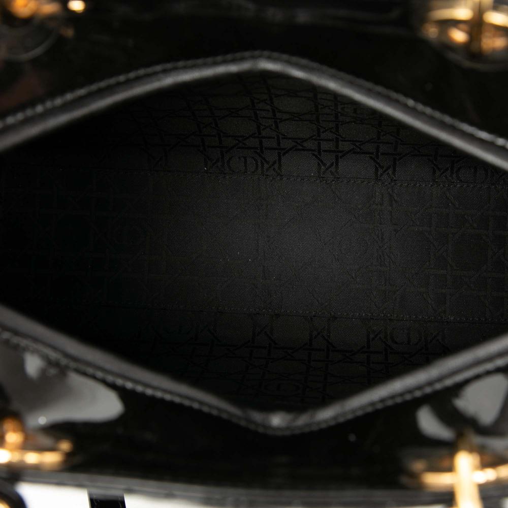 Christian Dior B Dior Black Patent Leather Leather Large Patent Cannage Lady Dior Italy