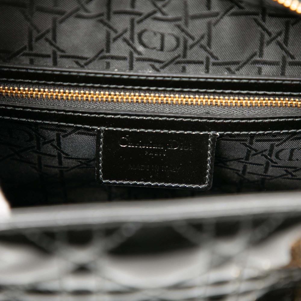 Christian Dior B Dior Black Patent Leather Leather Large Patent Cannage Lady Dior Italy