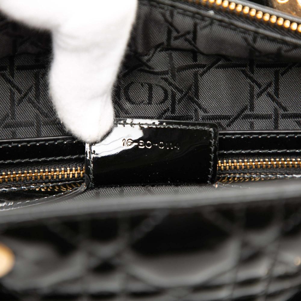 Christian Dior B Dior Black Patent Leather Leather Large Patent Cannage Lady Dior Italy