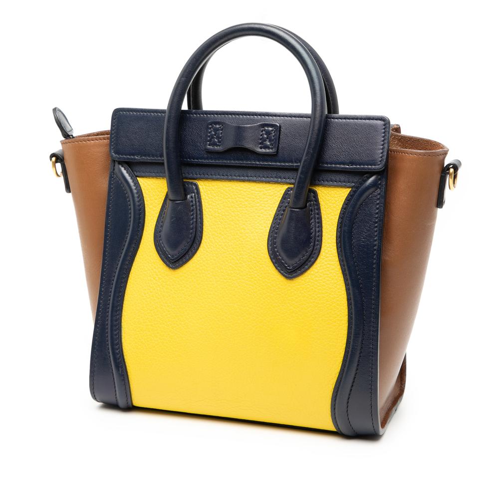 Celine B Celine Yellow with Multi Calf Leather Nano Tricolor Luggage Tote Italy