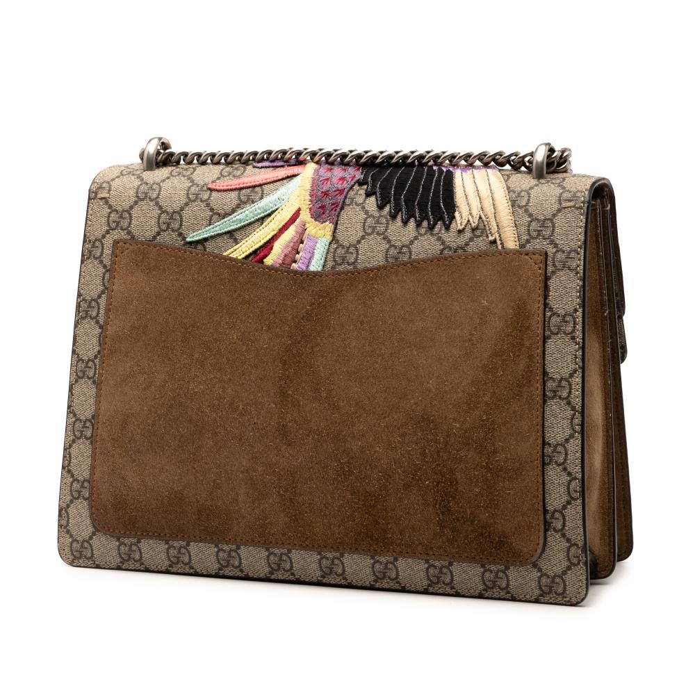 Gucci Brown Medium GG Supreme Embroidered Bird and Flowers Dionysus Shoulder Bag Italy