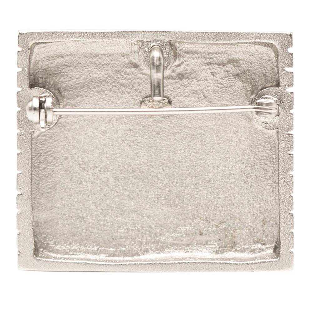 Chanel B Chanel Silver Silver Metal Logo Square Brooch France