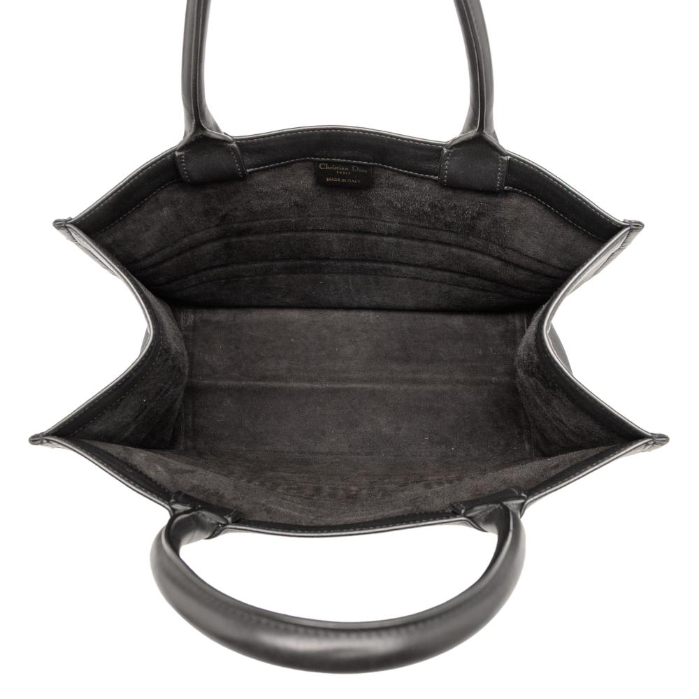 Christian Dior AB Dior Black Calf Leather Medium Embossed Book Tote Italy