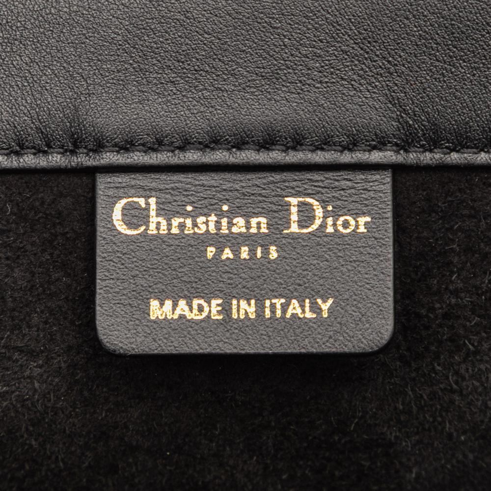 Christian Dior AB Dior Black Calf Leather Medium Embossed Book Tote Italy