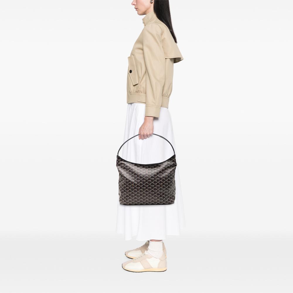 Goyard AB Goyard Black Coated Canvas Fabric Goyardine Boheme Hobo France