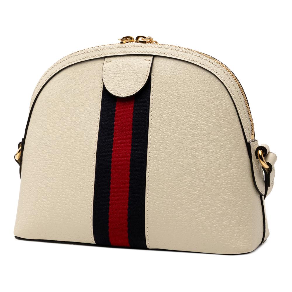 Gucci B Gucci White Calf Leather Small Ophidia Dome Crossbody Italy