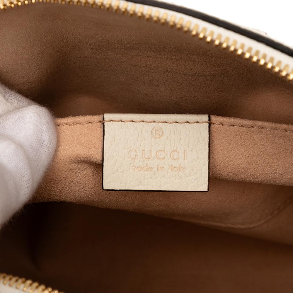 Gucci B Gucci White Calf Leather Small Ophidia Dome Crossbody Italy