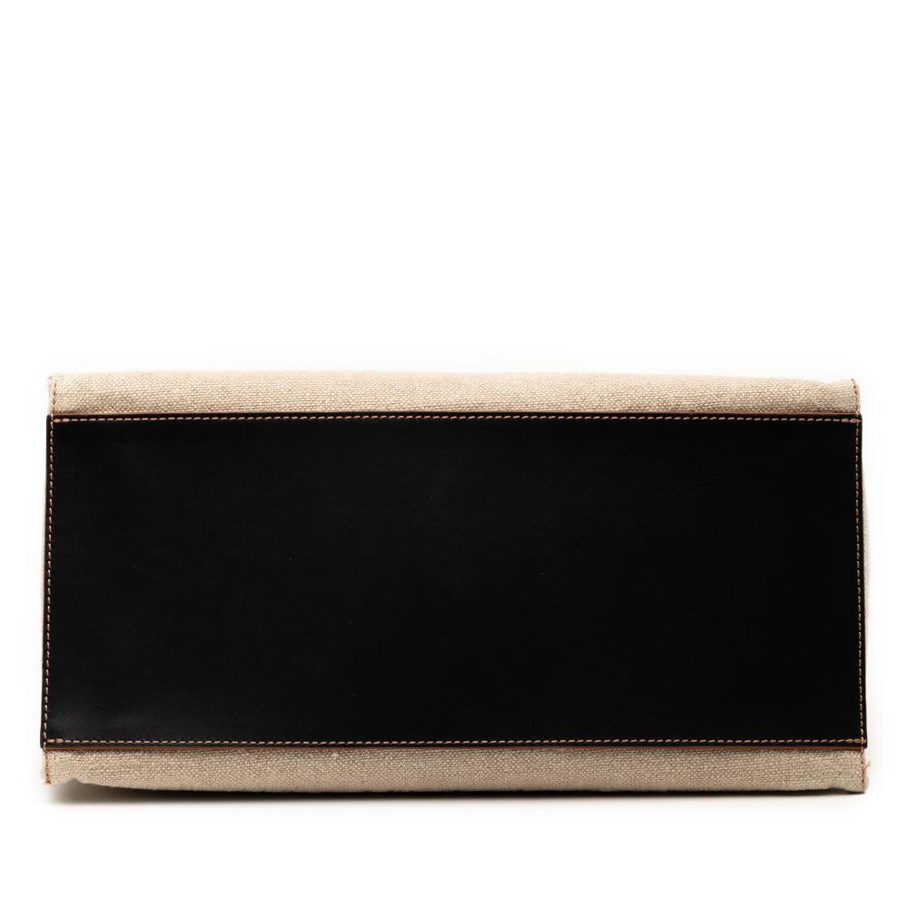 Loewe B LOEWE Brown Light Beige Canvas Fabric Small Anagram Cushion Tote Portugal