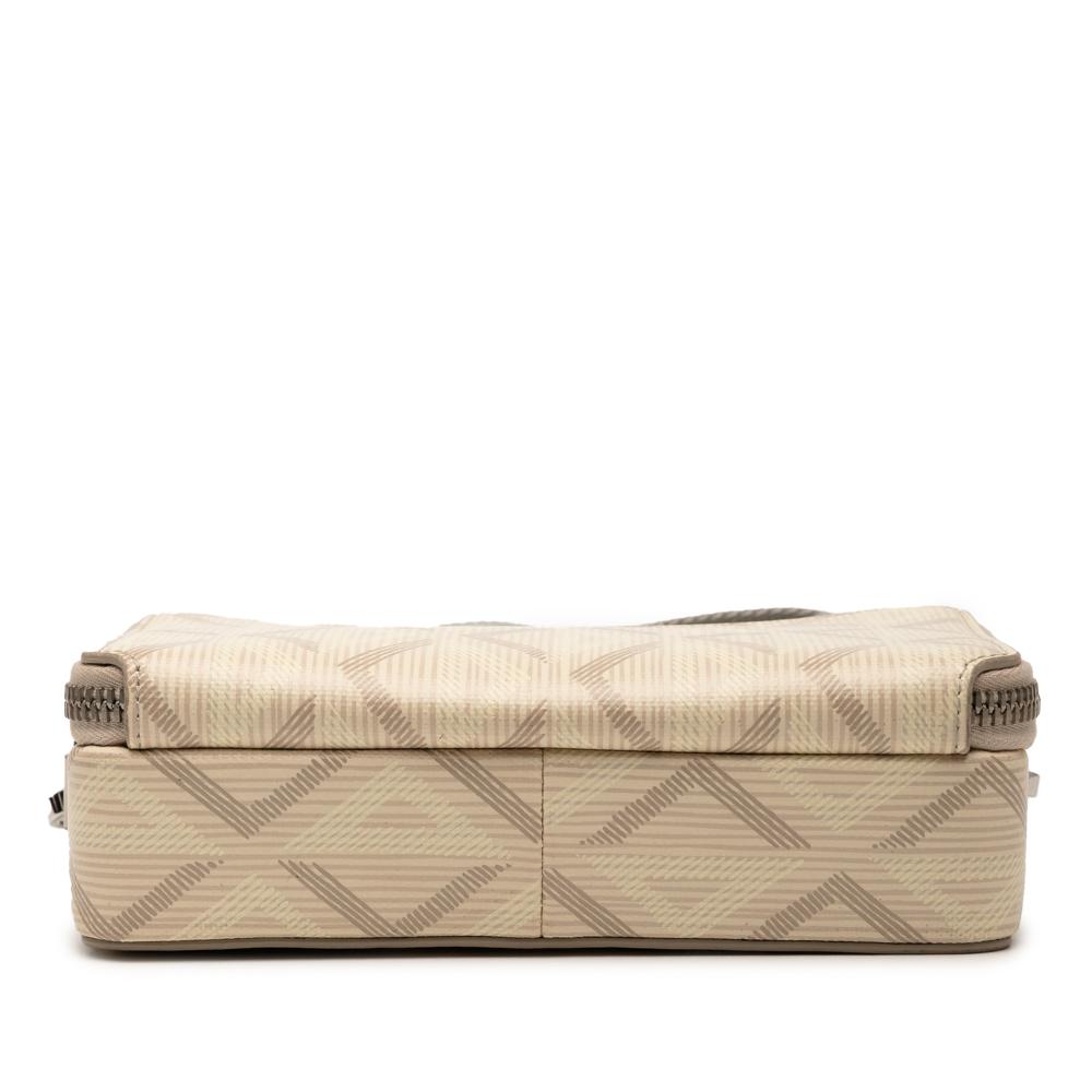 Christian Dior AB Dior Brown Beige Coated Canvas Fabric CD Diamond Zipped Pouch with Strap Italy