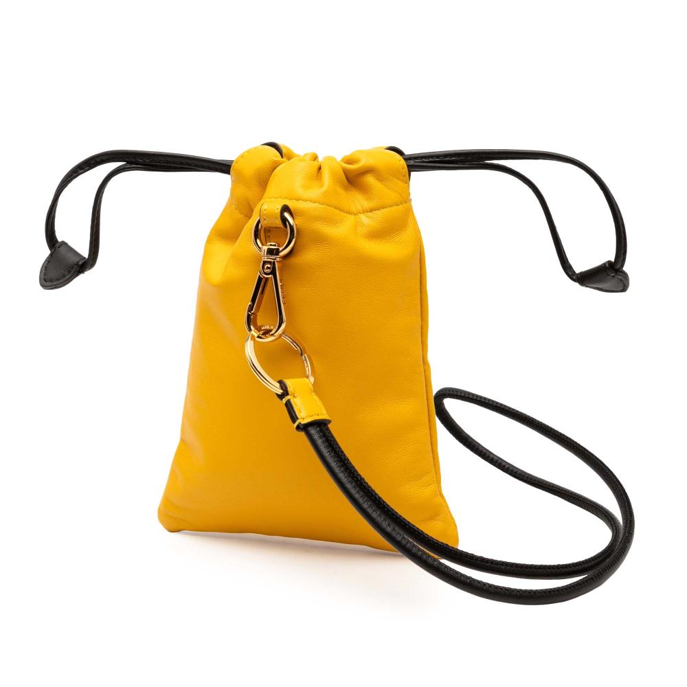 Fendi AB Fendi Yellow Nappa Leather Leather Mini Nappa Drawstring Pouch Italy