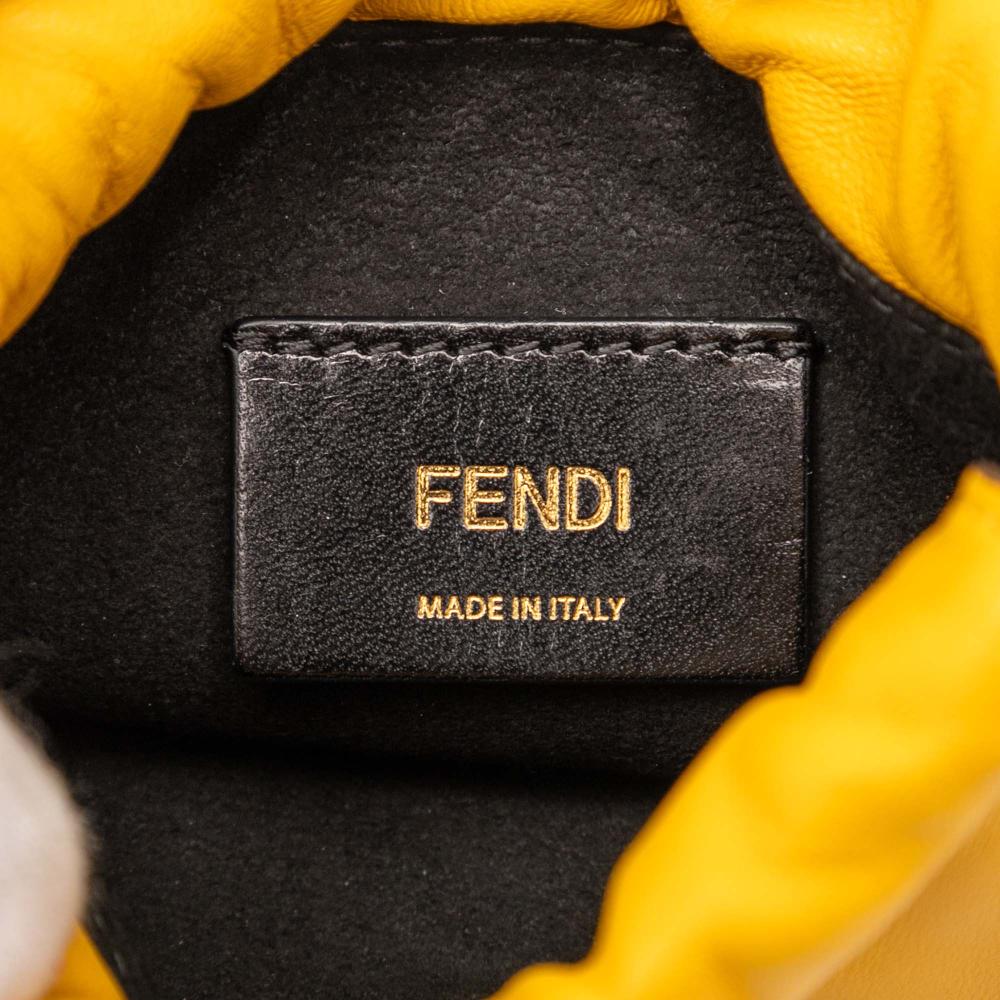 Fendi AB Fendi Yellow Nappa Leather Leather Mini Nappa Drawstring Pouch Italy
