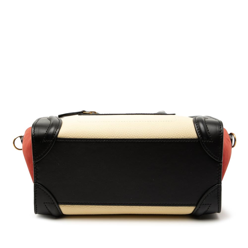 Celine AB Celine White Ivory Calf Leather Nano Tricolor Nubuck and Drummed skin Luggage Tote Italy