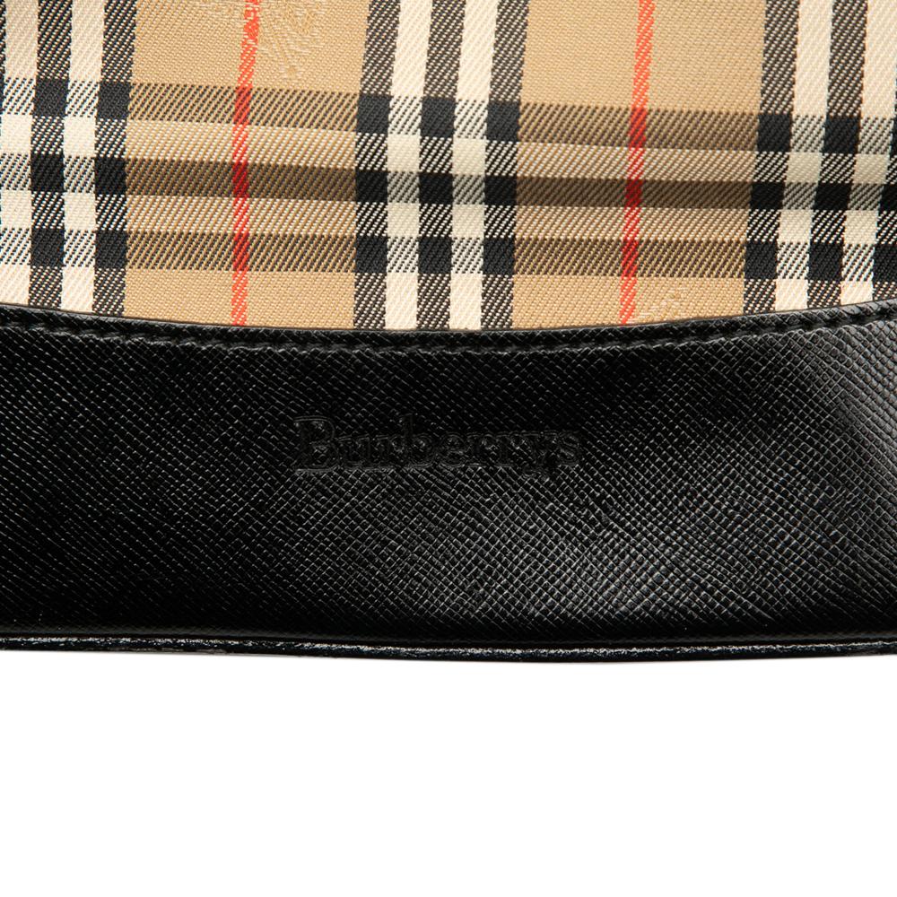 Burberry B Burberry Brown Beige Canvas Fabric Haymarket Check Tote United Kingdom