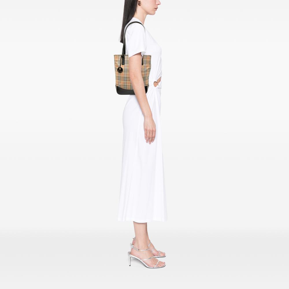 Burberry B Burberry Brown Beige Canvas Fabric Haymarket Check Tote United Kingdom