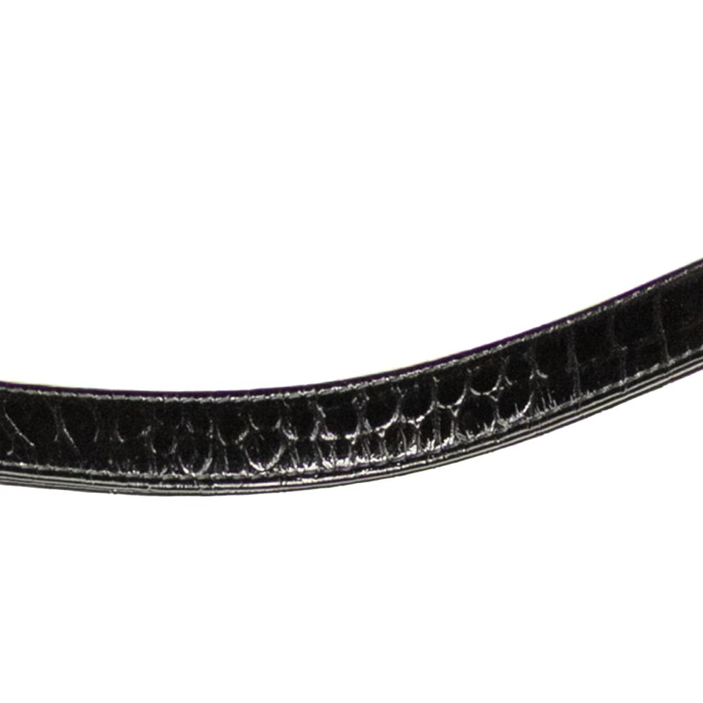 Saint Laurent B Saint Laurent Black Calf Leather Crocodile Embossed Chain Handbag Italy