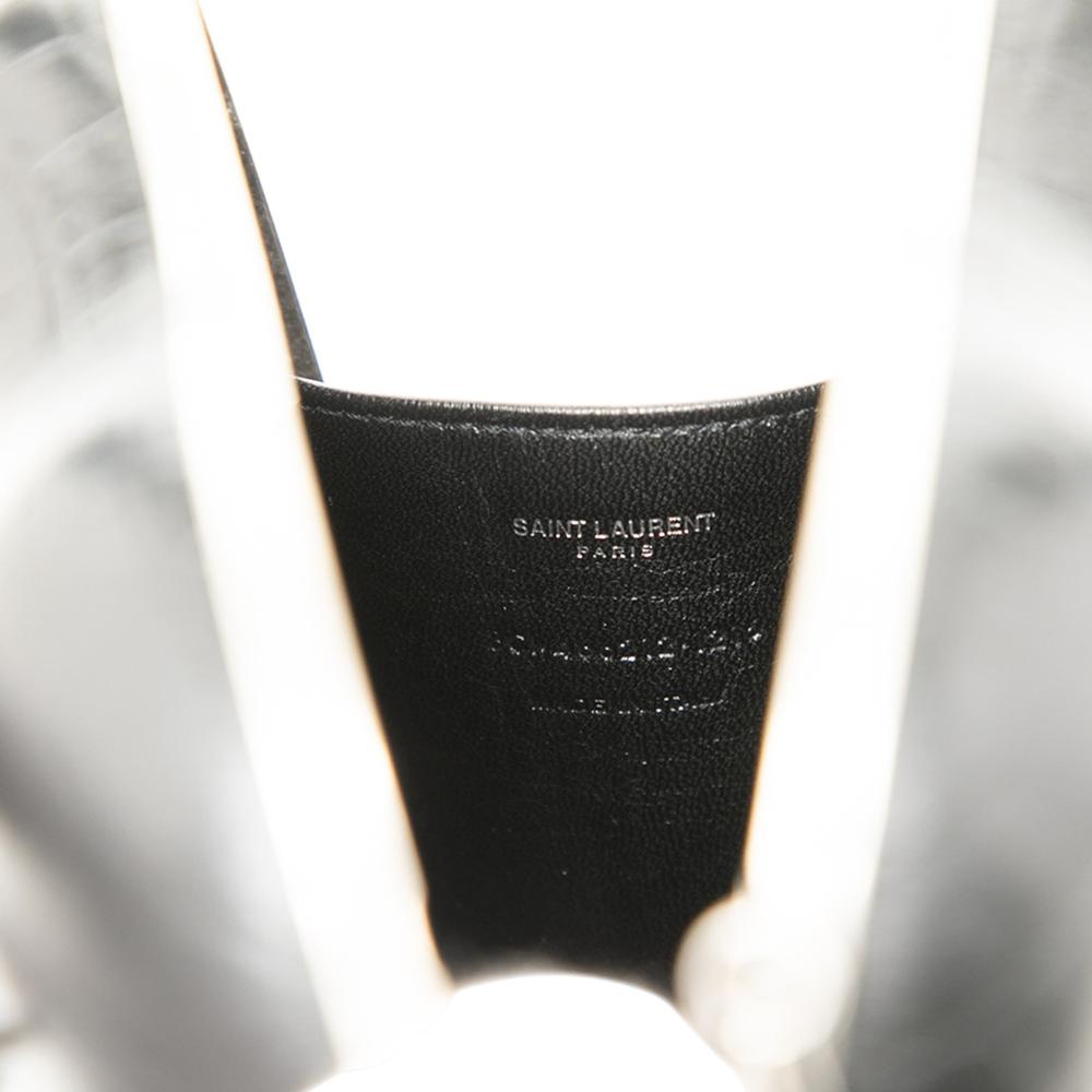 Saint Laurent AB Saint Laurent Black Calf Leather Crocodile Embossed skin Love Box Chain Clutch Italy