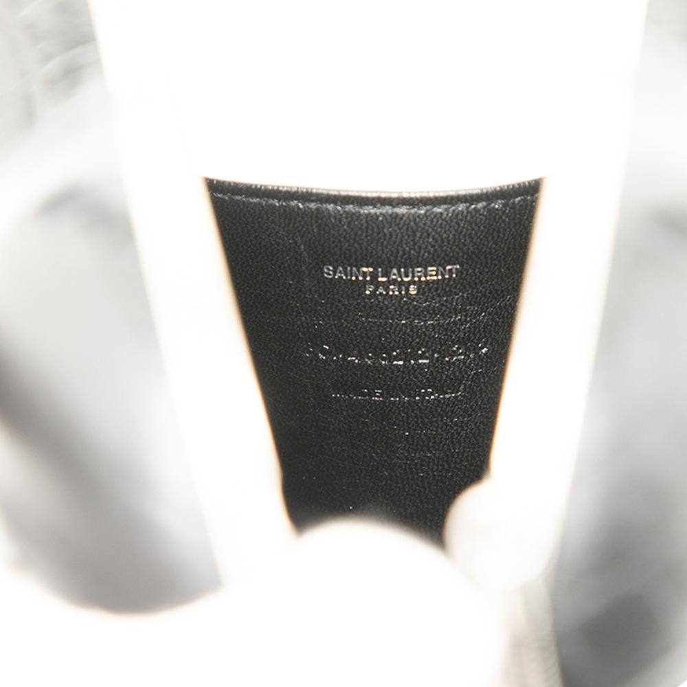 Saint Laurent AB Saint Laurent Black Calf Leather Crocodile Embossed skin Love Box Chain Clutch Italy