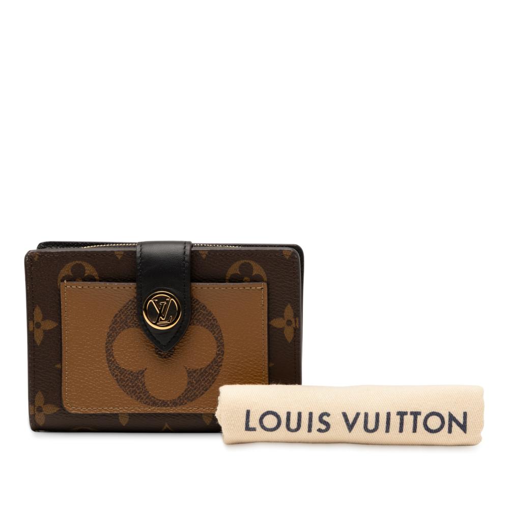 Louis Vuitton B Louis Vuitton Brown Monogram Canvas Fabric Monogram Giant Reverse Juliette Wallet France