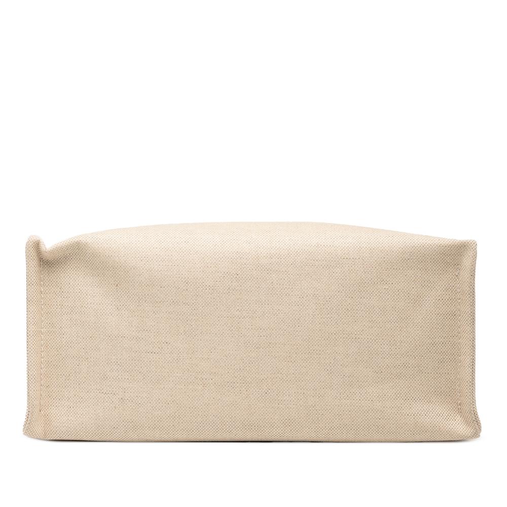 Gucci AB Gucci Brown Beige with Green Canvas Fabric Medium Logo Tote Italy