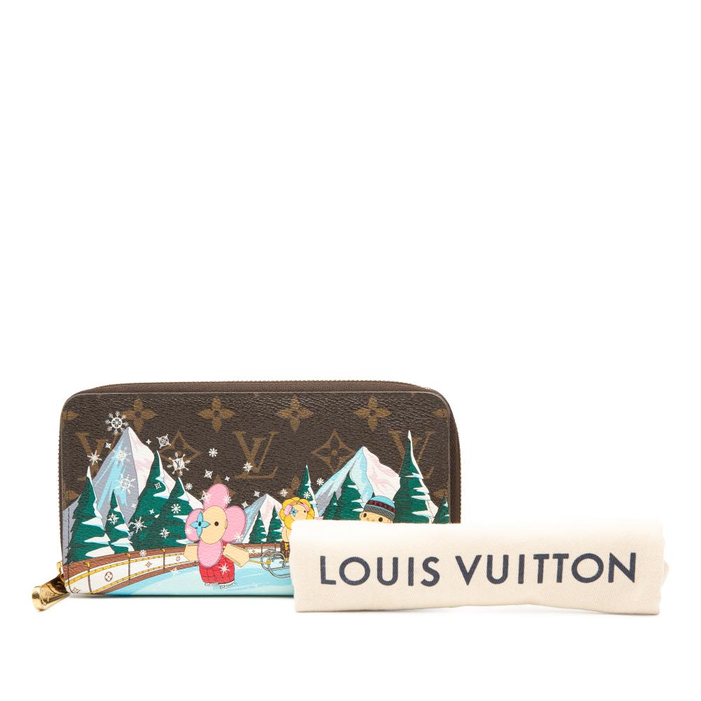 Louis Vuitton AB Louis Vuitton Brown Monogram Canvas Fabric Monogram Vivienne Holiday Zippy Long Wallet France