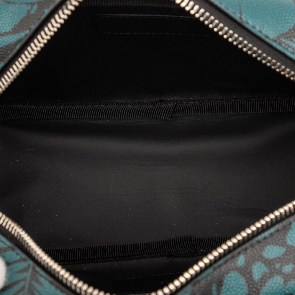 Saint Laurent AB Saint Laurent Blue Peacock Calf Leather Grain de Poudre Tropical Palm Pouch Italy