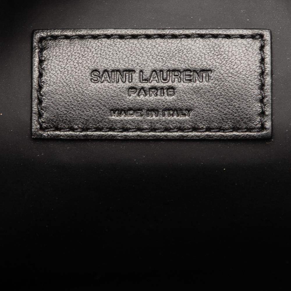 Saint Laurent AB Saint Laurent Blue Peacock Calf Leather Grain de Poudre Tropical Palm Pouch Italy