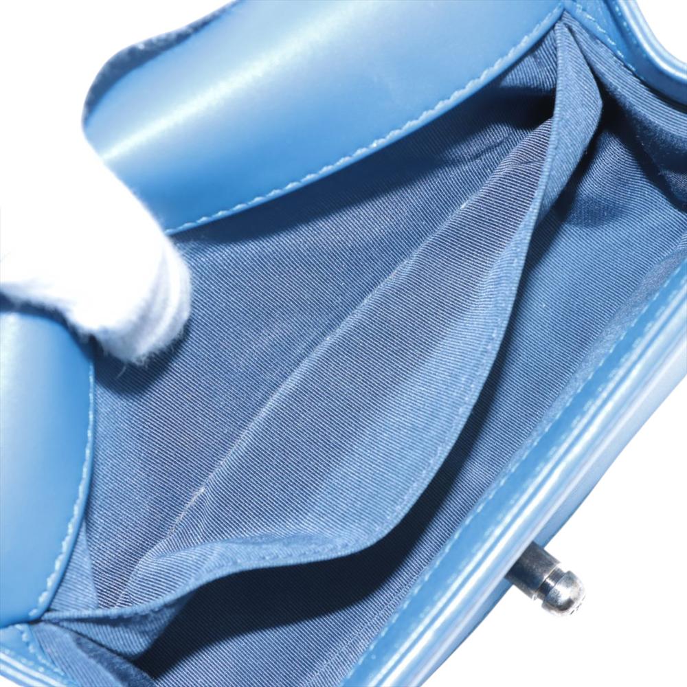 Chanel B Chanel Blue Lambskin Leather Leather Small Chevron Lambskin Boy Flap France