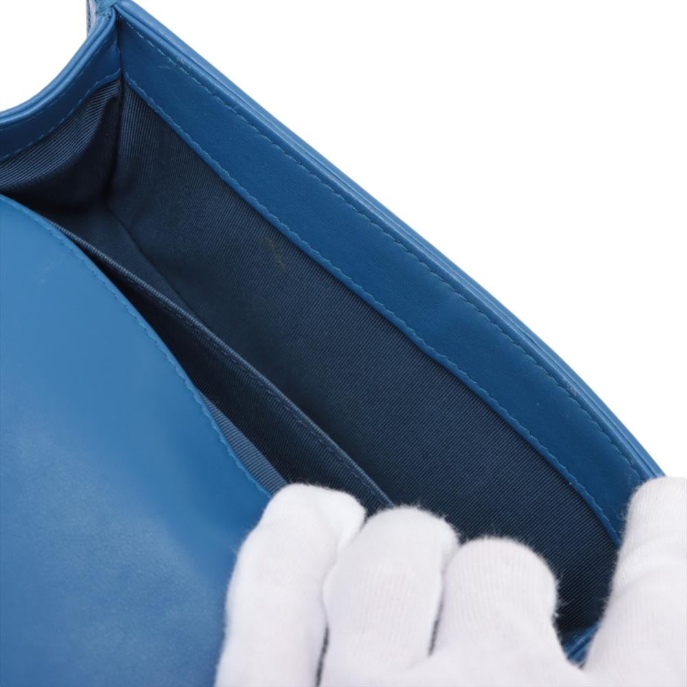 Chanel B Chanel Blue Lambskin Leather Leather Small Chevron Lambskin Boy Flap France