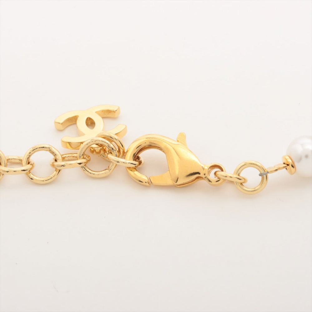 Chanel CC Metal Necklace Heart and Pearls Gold