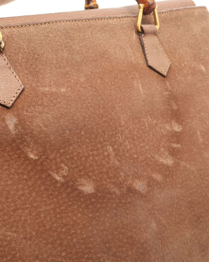 Gucci Large Suede Bamboo Handbag