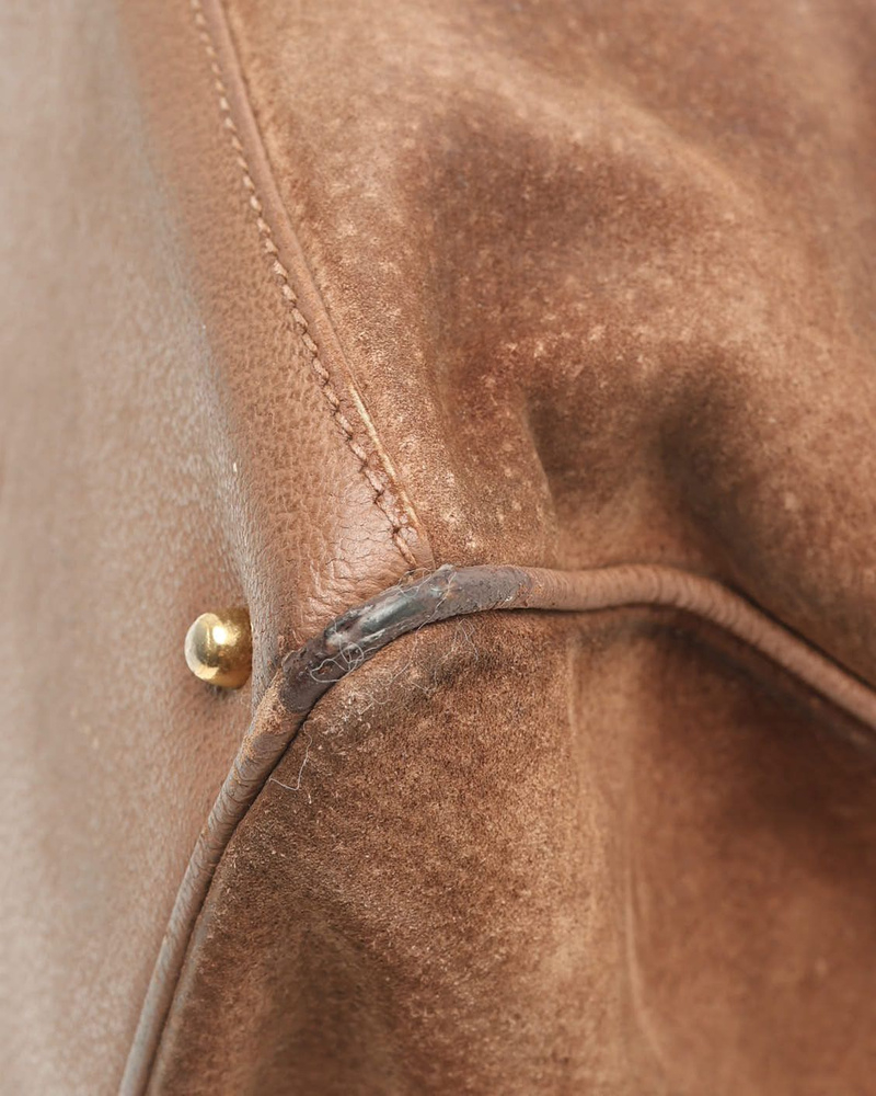 Gucci Large Suede Bamboo Handbag