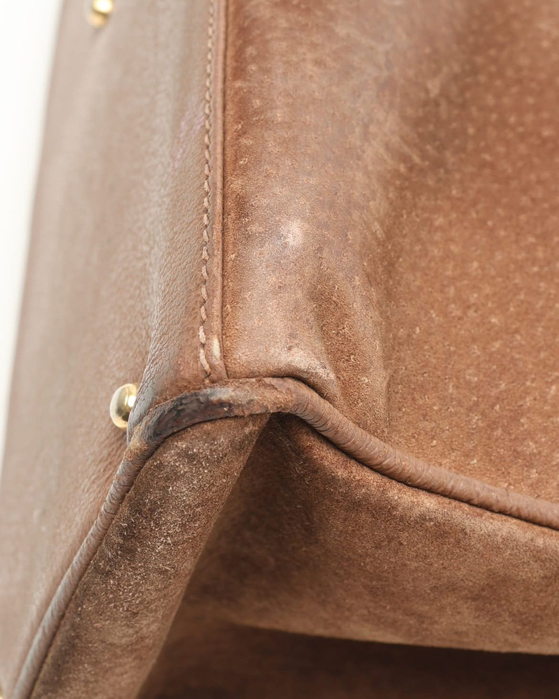 Gucci Large Suede Bamboo Handbag