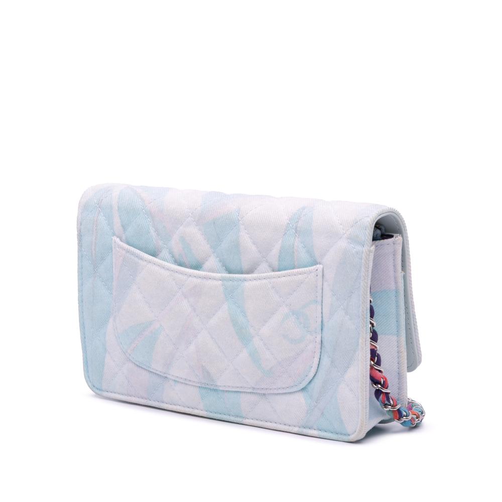 Chanel AB Chanel White Canvas Fabric CC Quilted Jungle Jeans Wallet on Chain Italy