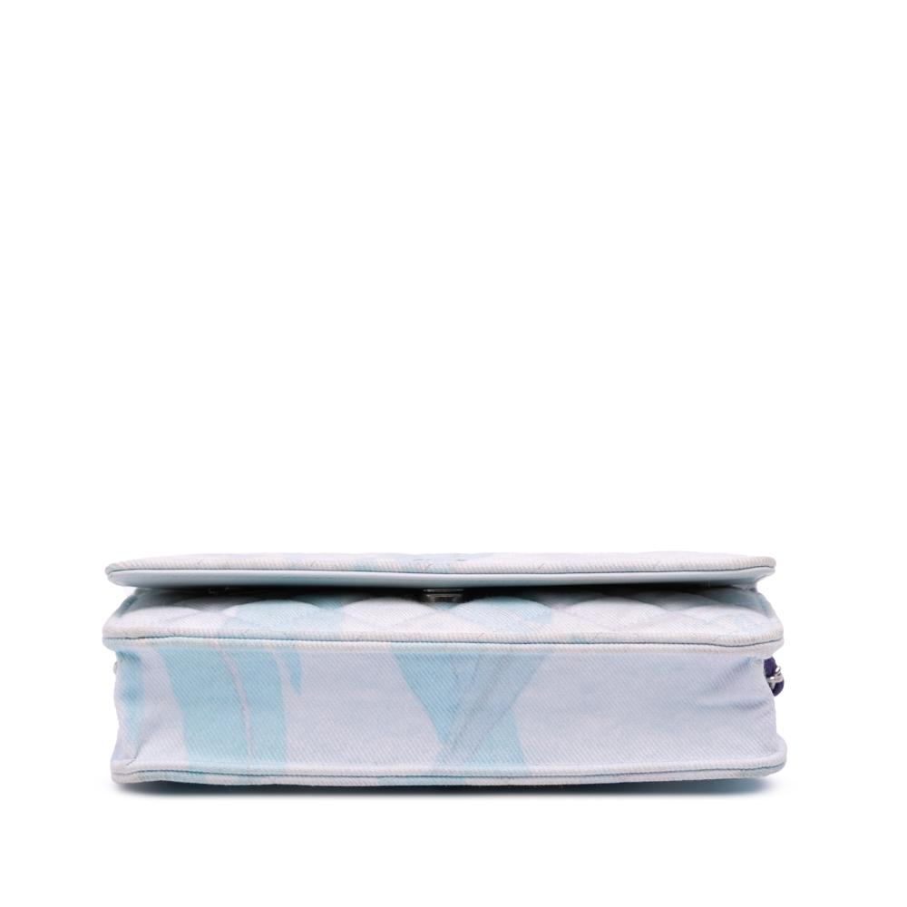 Chanel AB Chanel White Canvas Fabric CC Quilted Jungle Jeans Wallet on Chain Italy