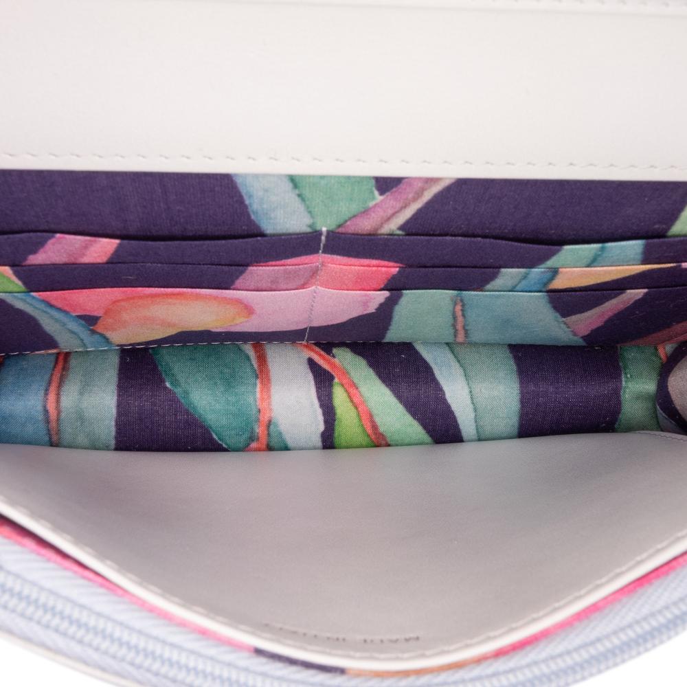 Chanel AB Chanel White Canvas Fabric CC Quilted Jungle Jeans Wallet on Chain Italy