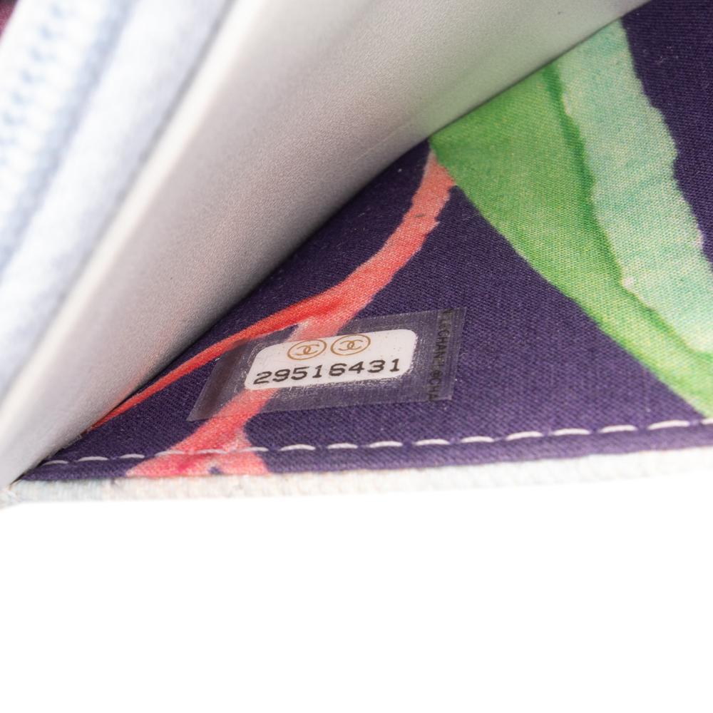 Chanel AB Chanel White Canvas Fabric CC Quilted Jungle Jeans Wallet on Chain Italy