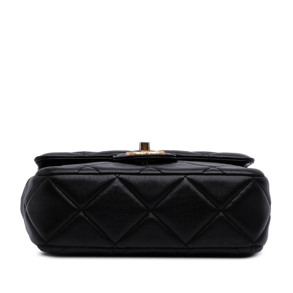 Chanel AB Chanel Black Lambskin Leather Leather Mini Square Quilted Lambskin Bijoux Logo Chain Flap France