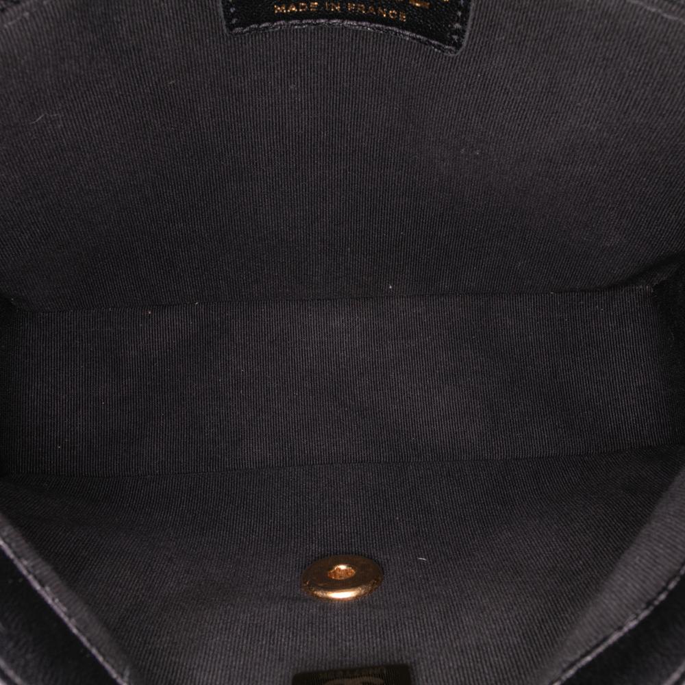 Chanel AB Chanel Black Lambskin Leather Leather Mini Square Quilted Lambskin Bijoux Logo Chain Flap France